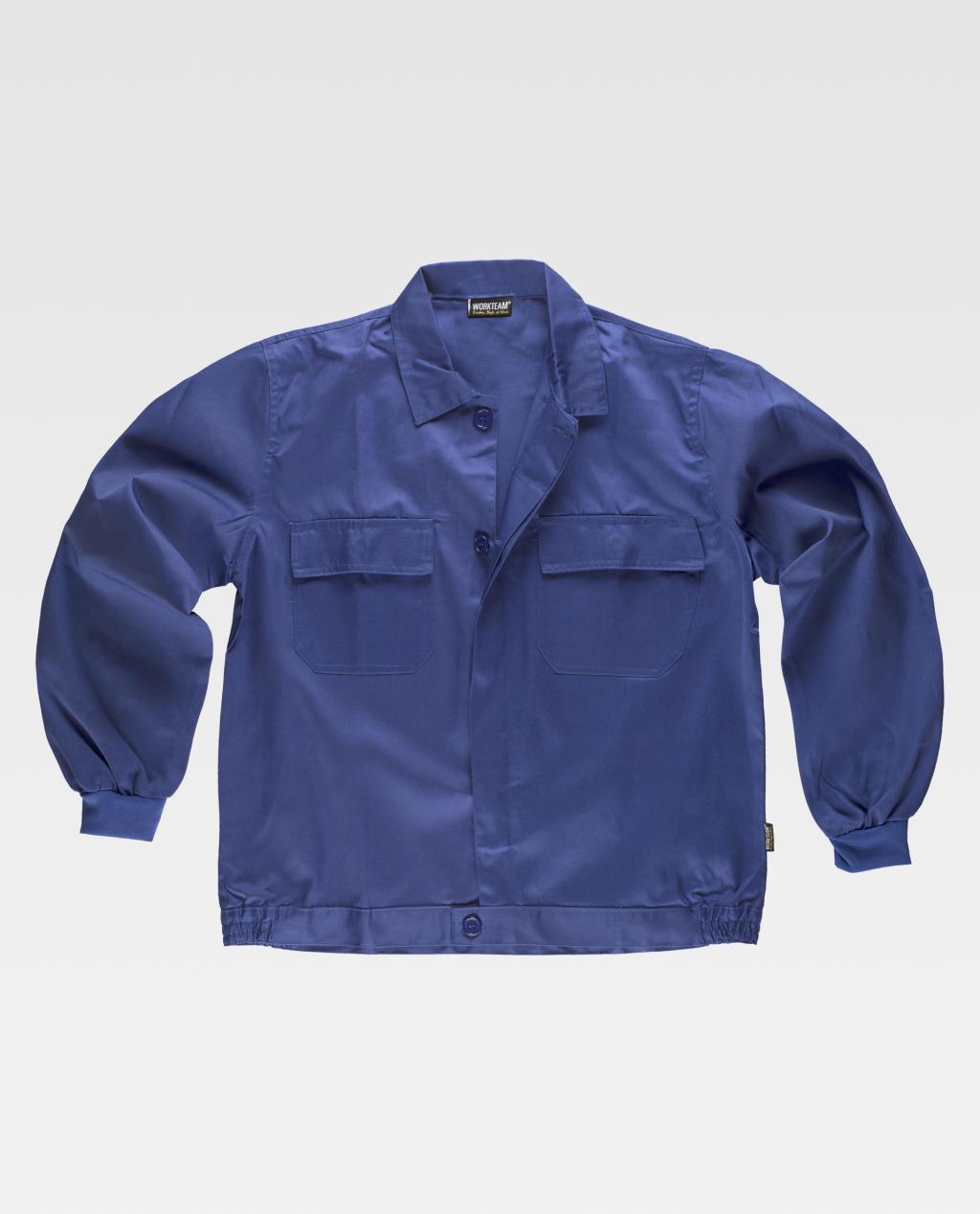 Chaqueta de trabajo azul con dos bolsillos delanteros de solapa