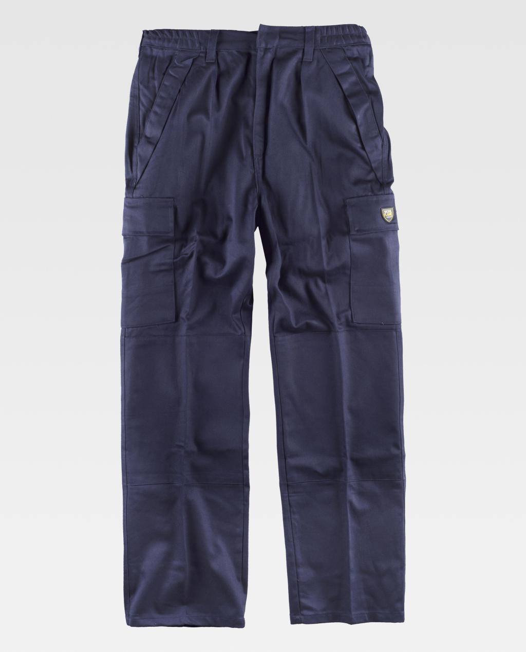 Pantalón de trabajo azul marino con bolsillos cargo y cinturilla elástica