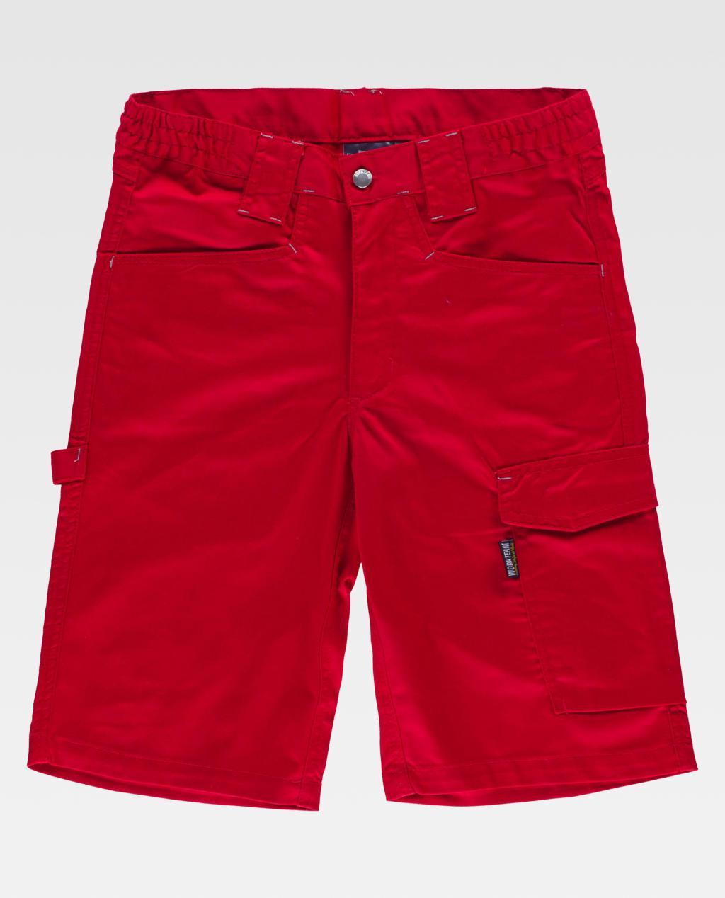 pantalones cortos rojos de trabajo con bolsillos laterales tipo cargo