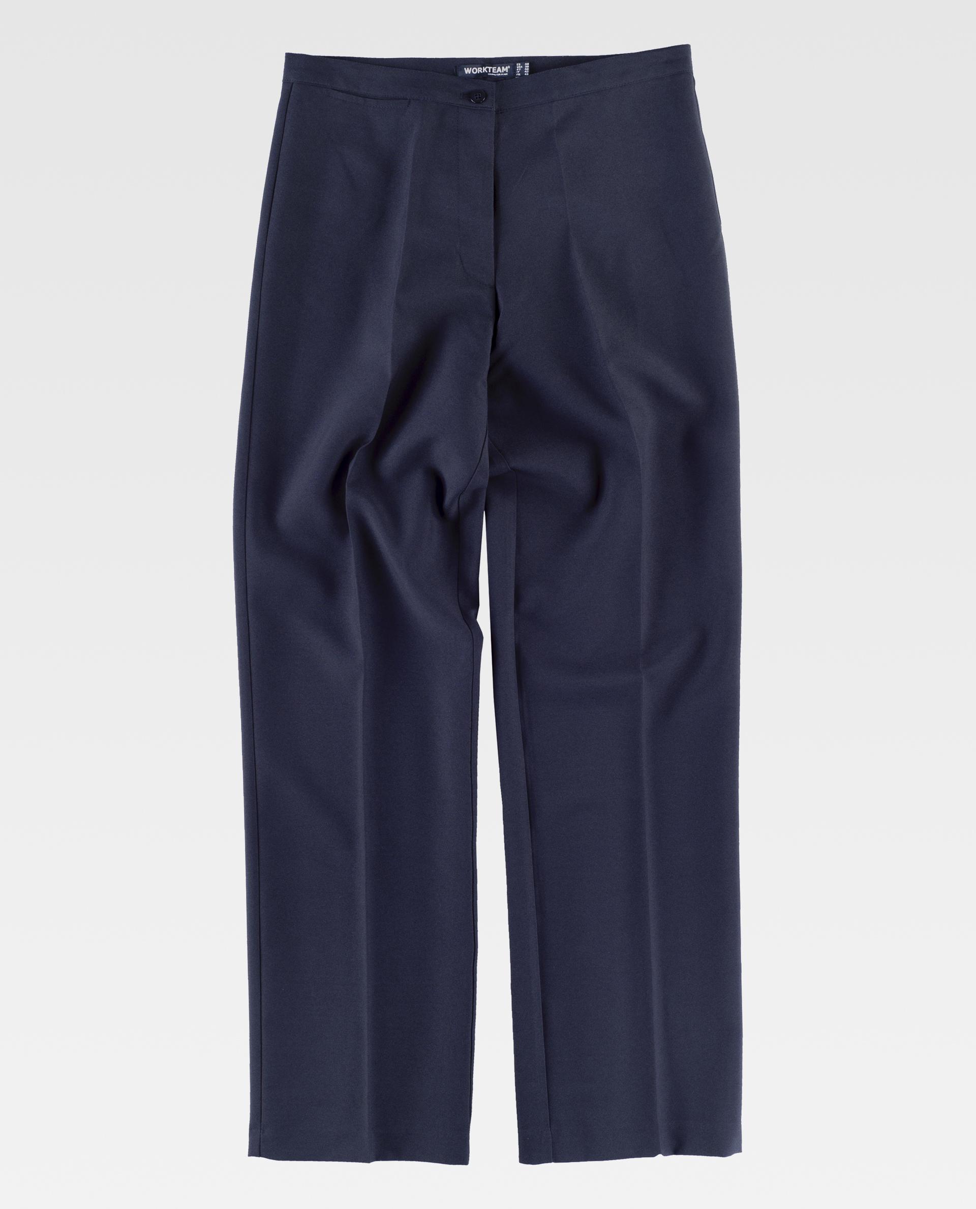 Pantalones de trabajo azul marino de corte recto sobre fondo blanco