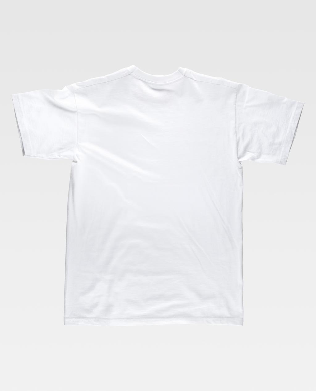 Camiseta blanca básica de algodón vista por detrás sobre fondo gris claro