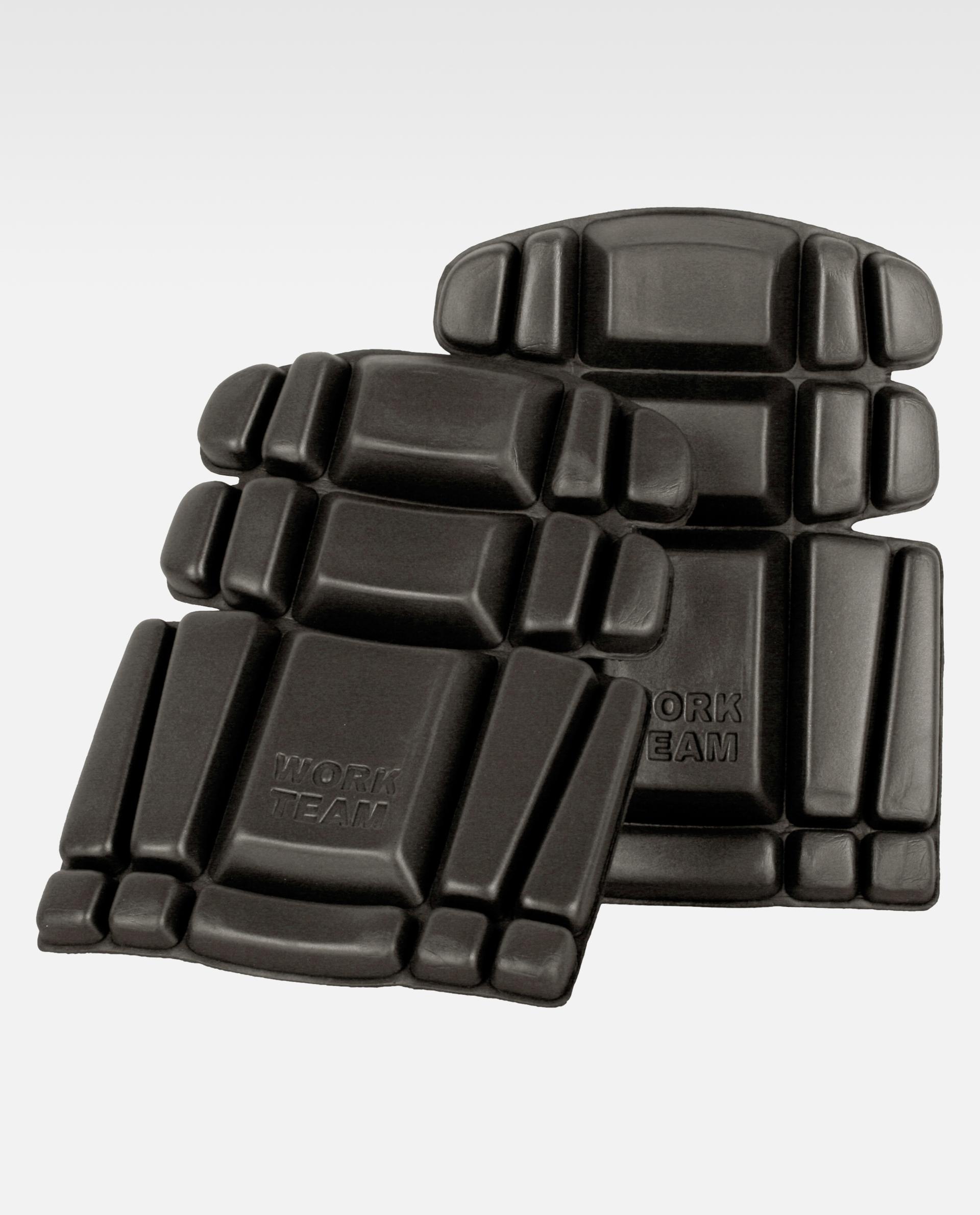 Par de insertos protectores acolchados negros con secciones segmentadas y la marca Work Team.