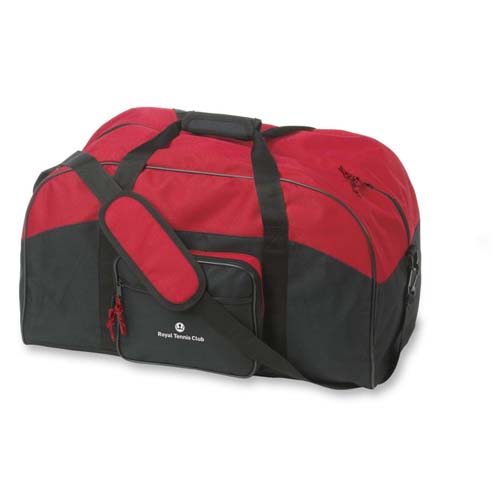 Bolsa de deporte roja y negra con logo Royal Tennis Club y bandolera ajustable