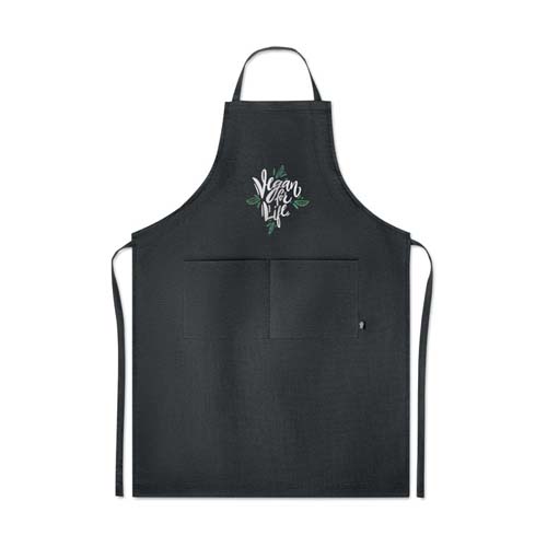 Delantal de cocina negro con bolsillo frontal y estampado Vegan for Life