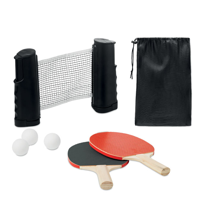 set de tenis de mesa portátil con red retráctil, dos palas, tres pelotas y bolsa de transporte