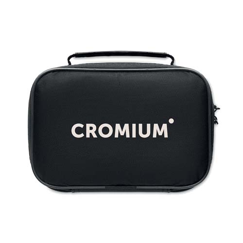 maletín negro con asa y logo CROMIUM central