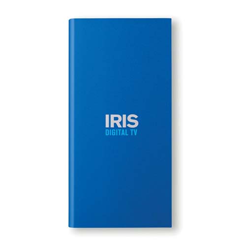 caja azul vertical con el logotipo IRIS DIGITAL TV en blanco y turquesa al centro
