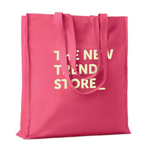 bolsa reutilizable rosa con asas y serigrafía The New Trend Store