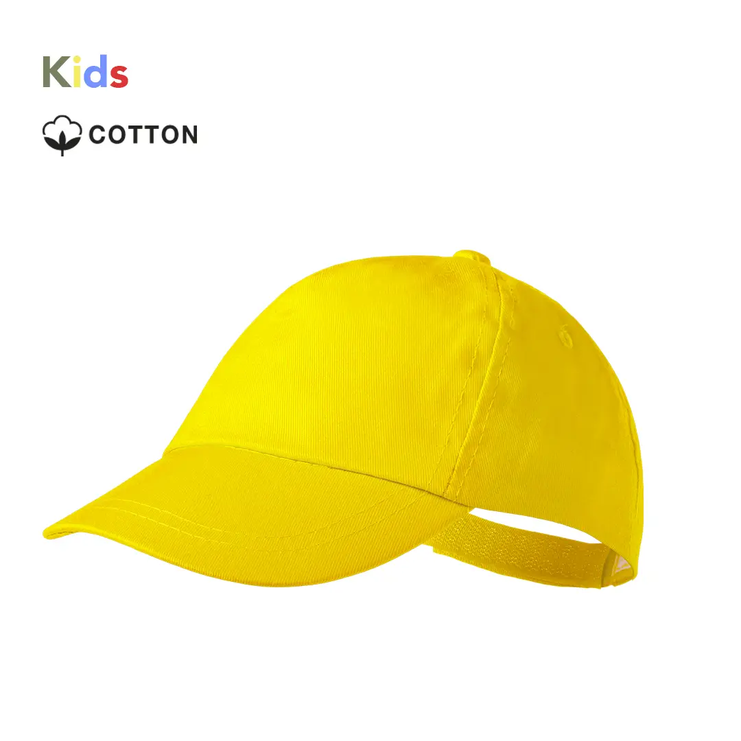 Gorra infantil de algodón amarillo con visera y cierre trasero ajustable