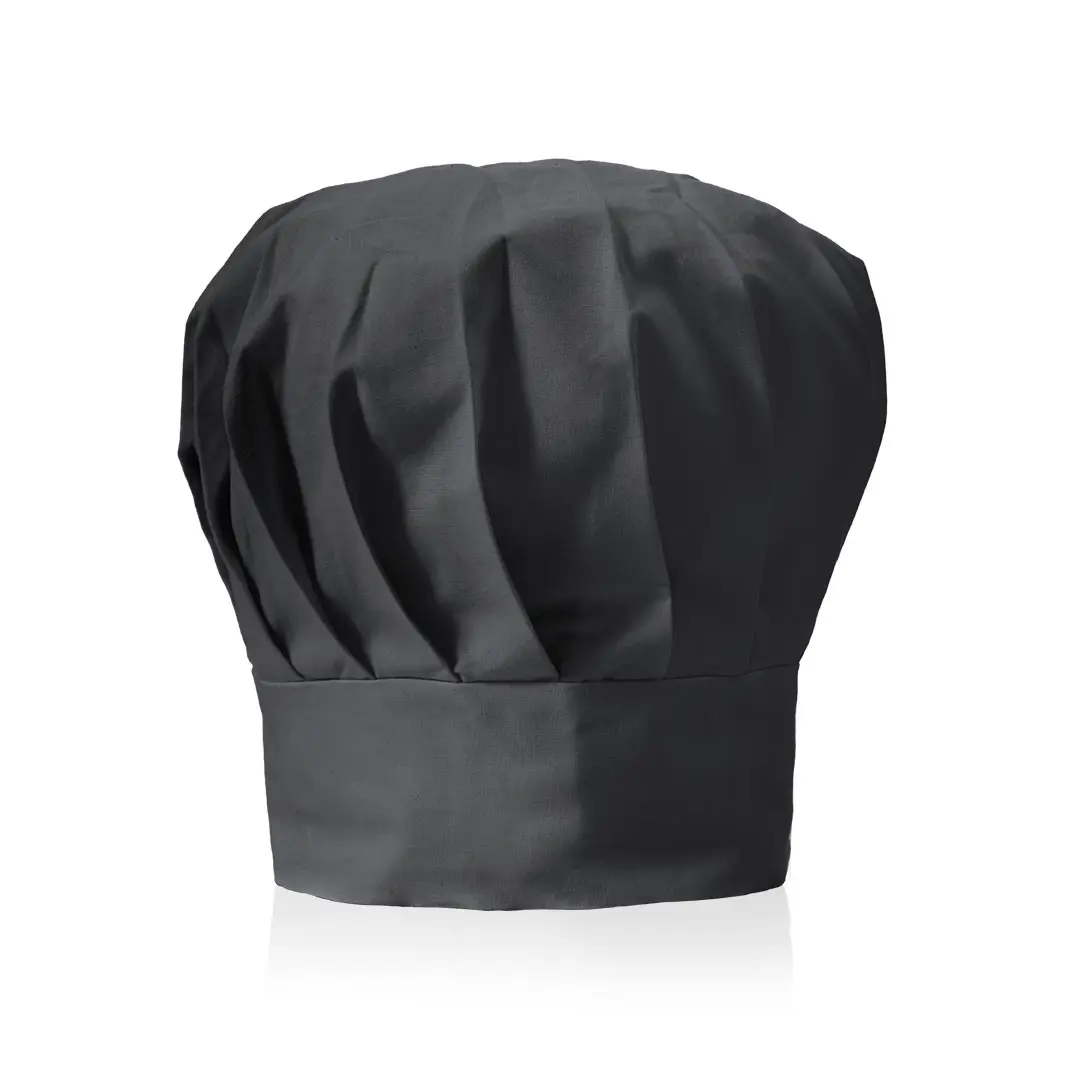 gorro de cocinero negro clásico sobre fondo blanco