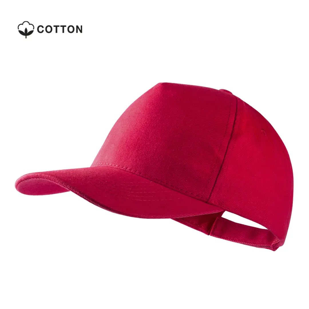 gorra roja de algodón con visera curva y cierre ajustable