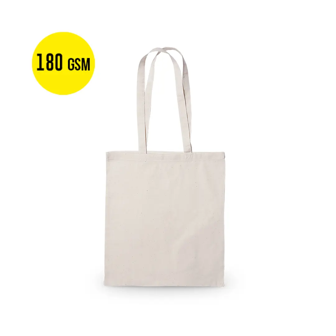 tote bag de algodón crudo 180 GSM con asas largas