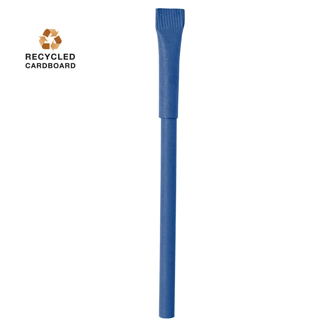 pajita azul de cartón reciclado sobre fondo blanco