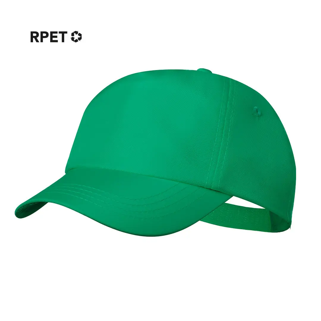 Gorra verde de algodón reciclado RPET con visera curva