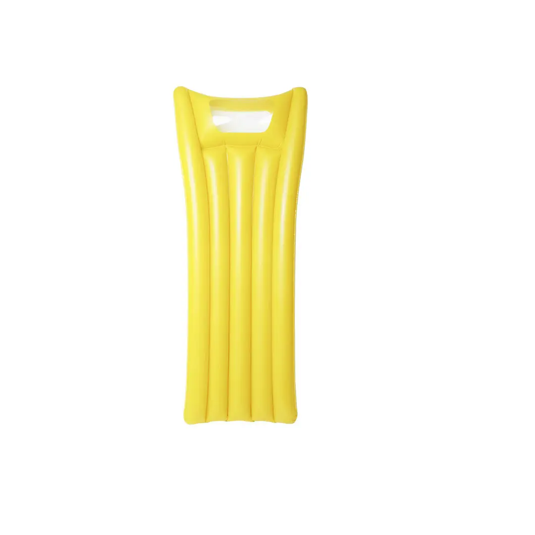 colchoneta hinchable amarilla para piscina con respaldo integrado