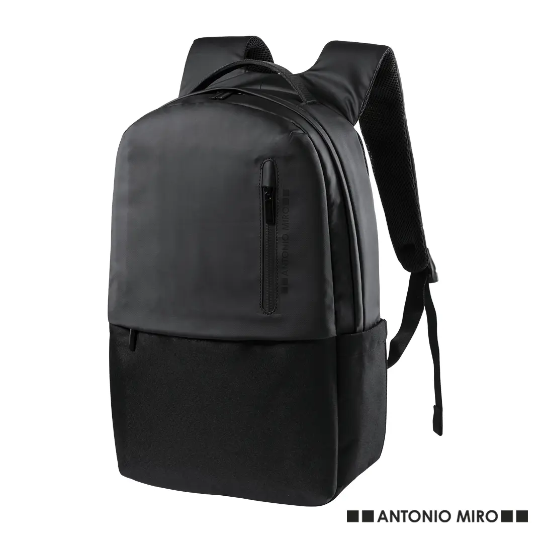 Mochila negra Antonio Miró con bolsillo frontal y correas acolchadas