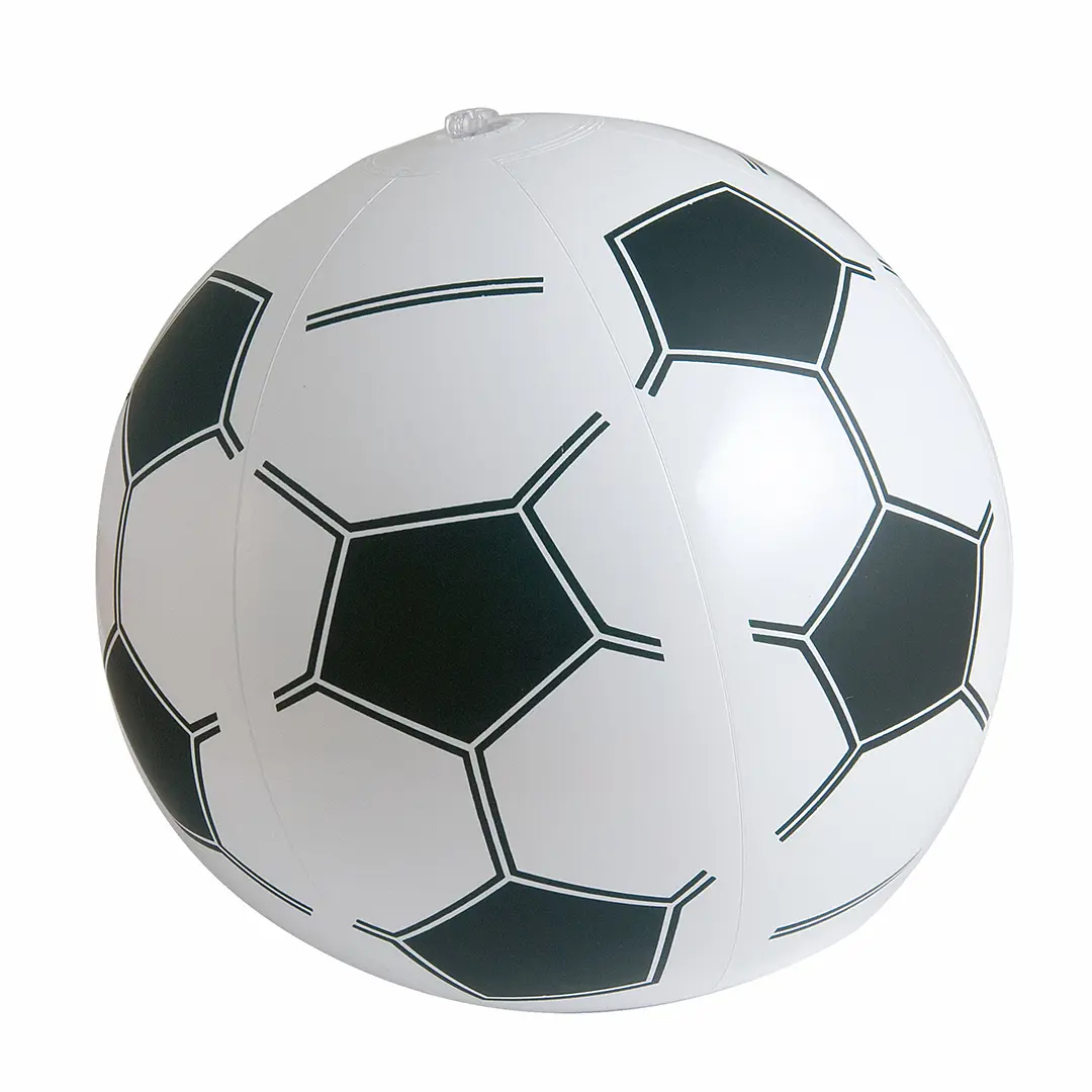 Balón hinchable de playa con estampado de fútbol clásico.