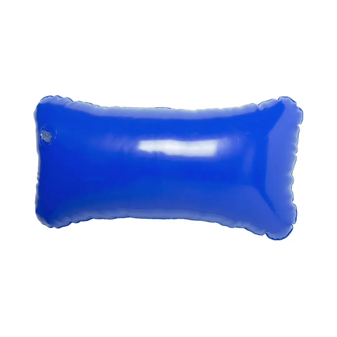 cojín hinchable azul rectangular con válvula de inflado