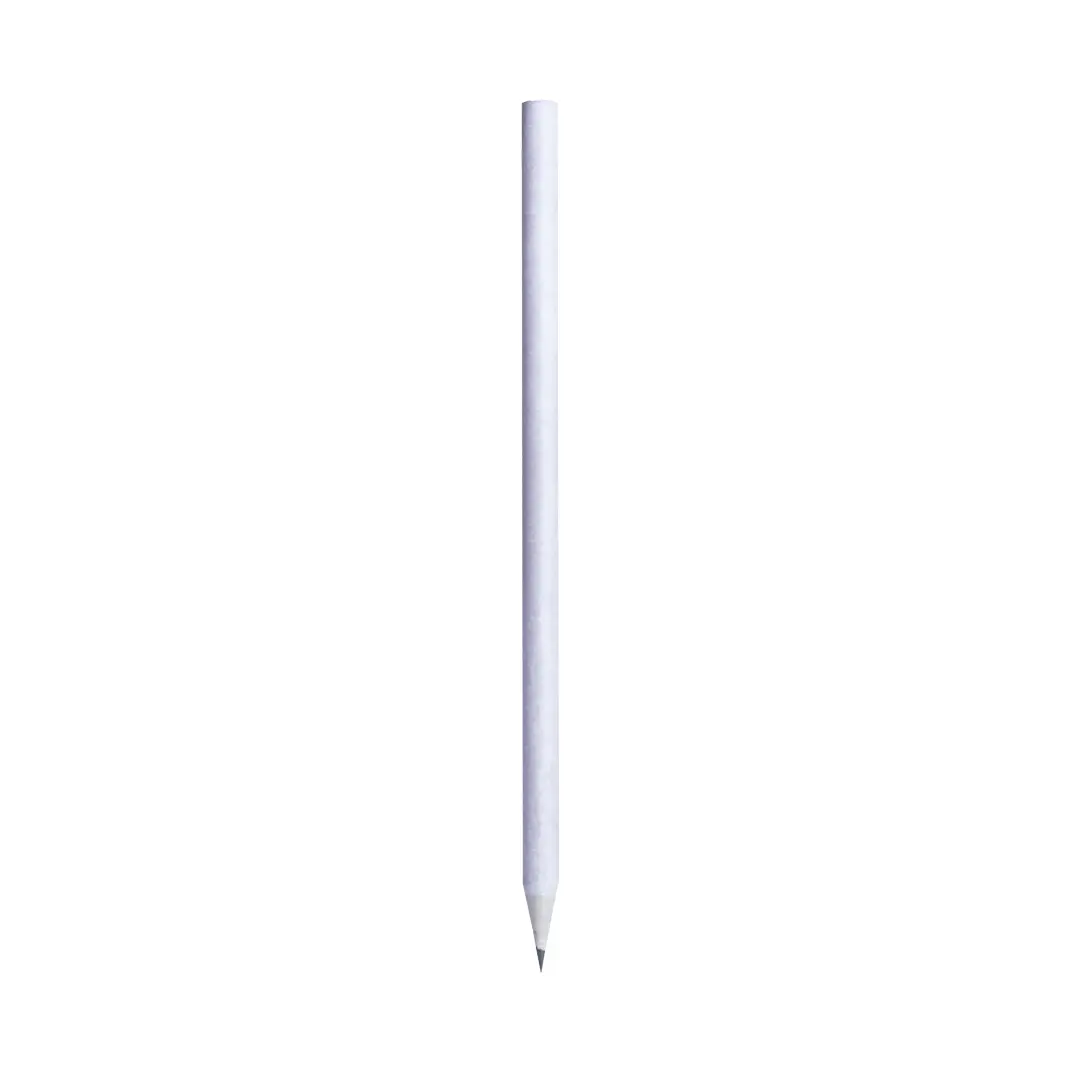 lápiz de madera pintado de blanco y afilado sobre fondo blanco
