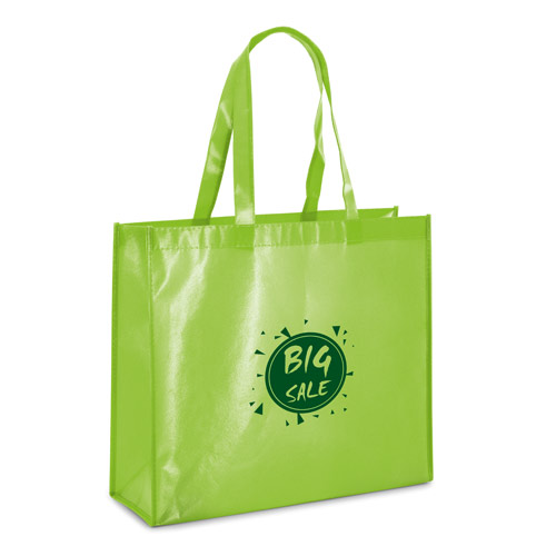 Bolsa reutilizable verde con asas y texto Big Sale impreso en el centro