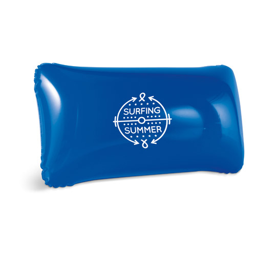 Colchoneta hinchable azul con el logotipo Surfing Summer para piscina