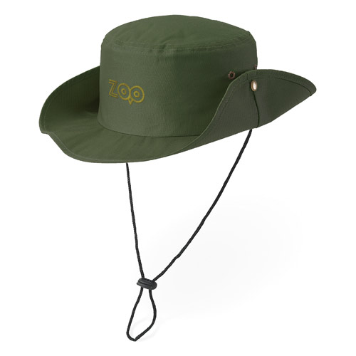 sombrero safari verde con logo Zoo y correa ajustable