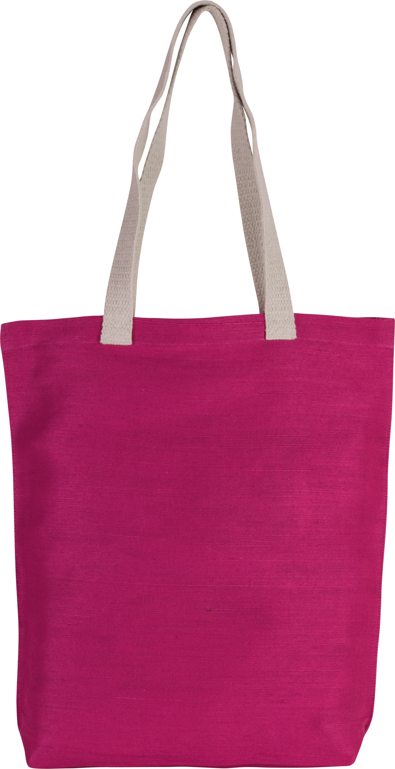 bolsa tote de lona rosa fucsia con asas de algodón beige