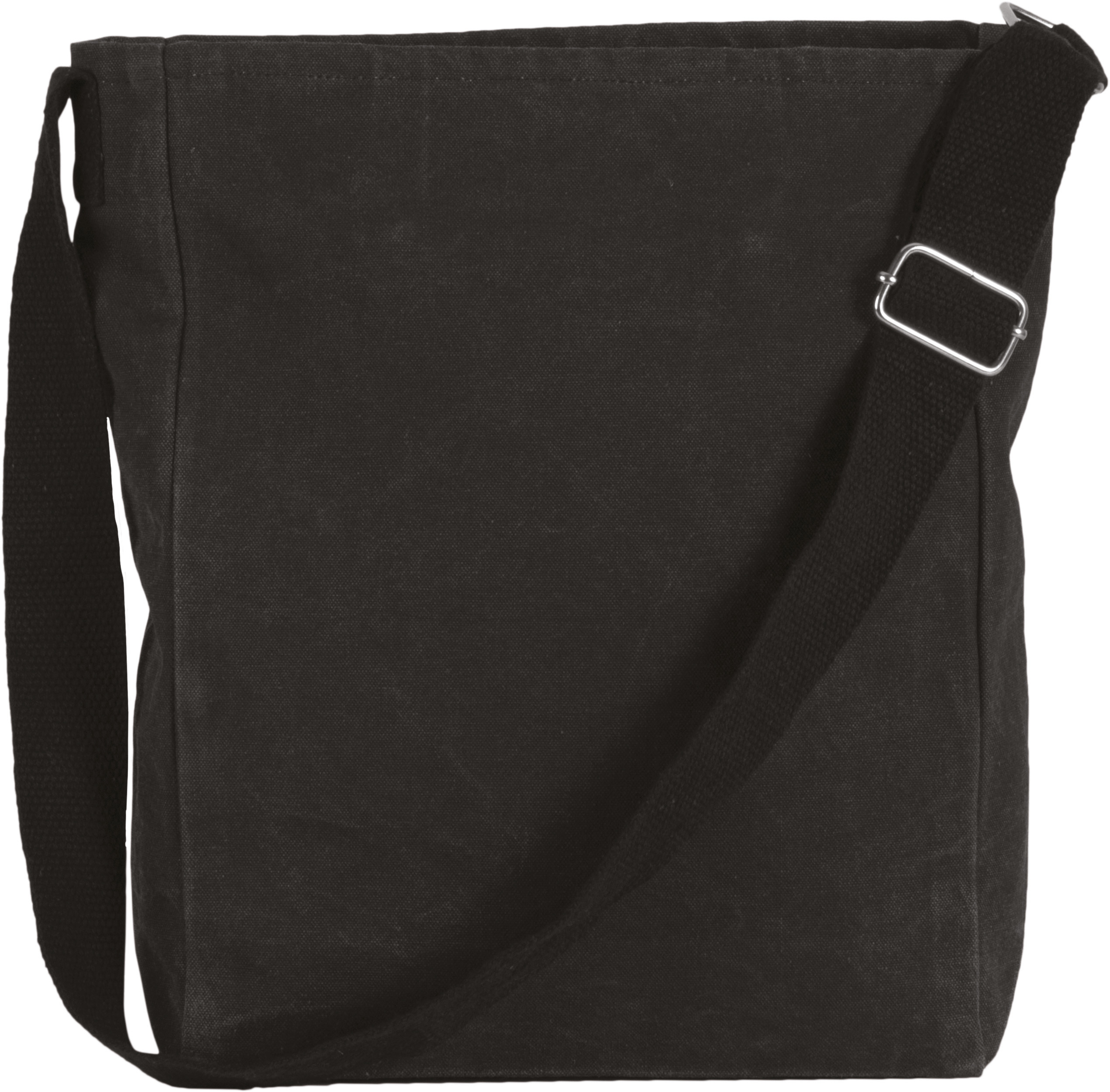 bolso bandolera de lona negra con correa ajustable
