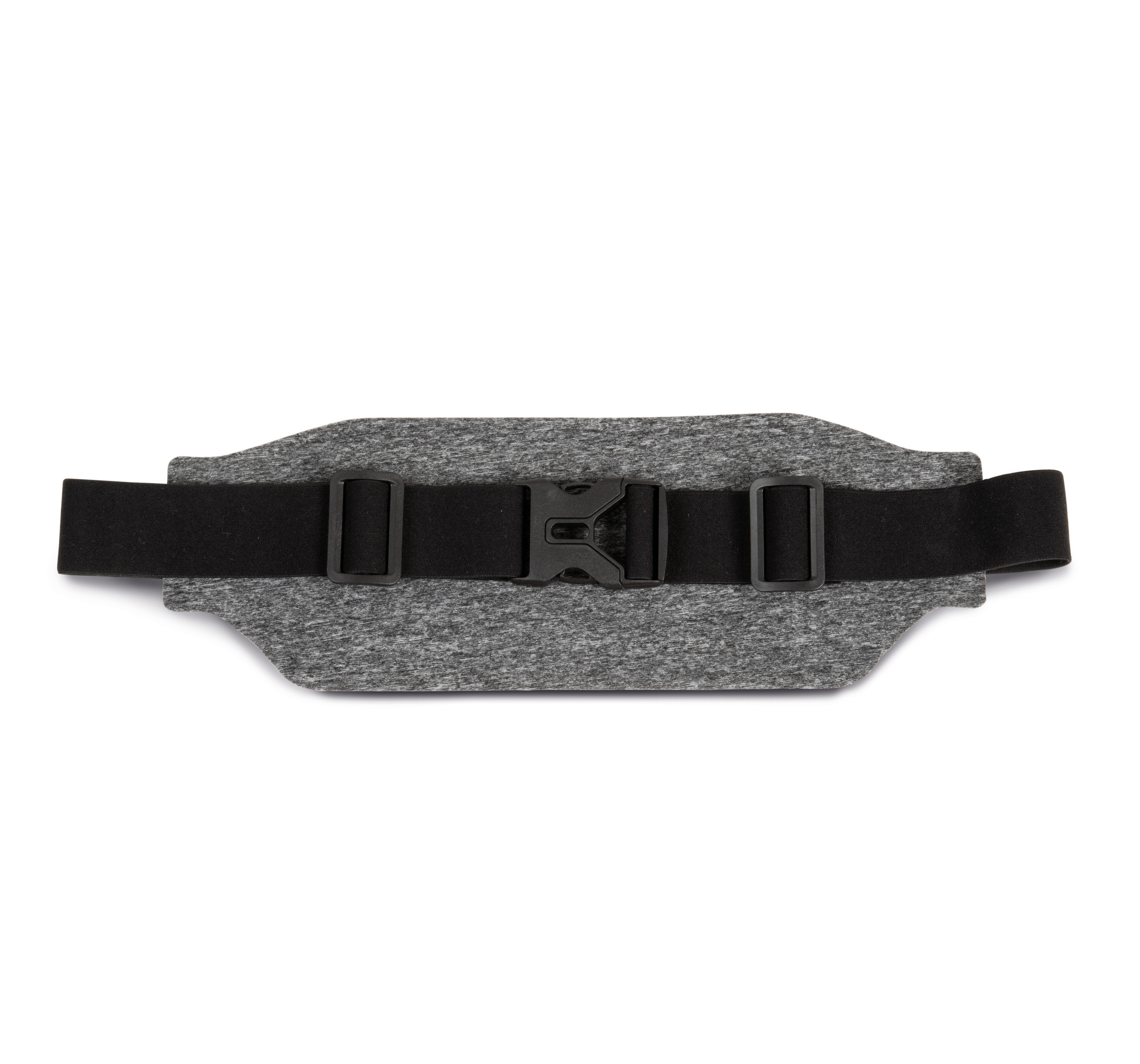 riñonera deportiva gris con hebilla central y correa ajustable