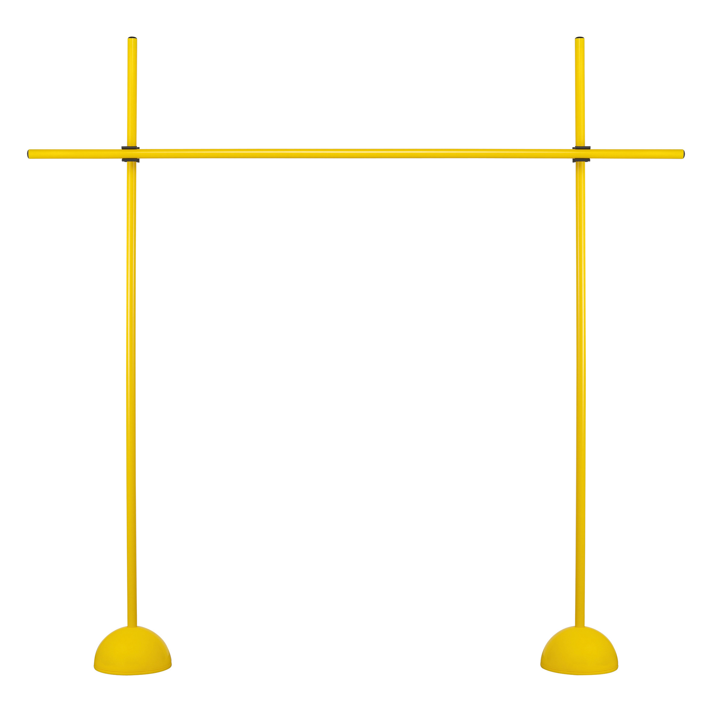 barrera de entrenamiento con dos postes amarillos y barra horizontal regulable