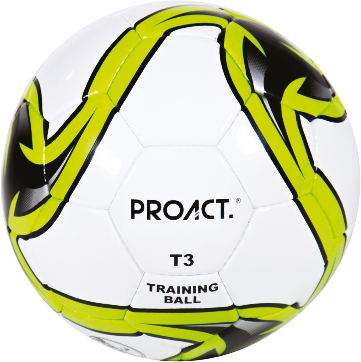 Balón de entrenamiento PROACT T3 blanco con detalles en verde y negro