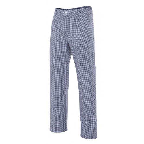 Pantalón de cocinero de cuadros pequeños en azul y blanco