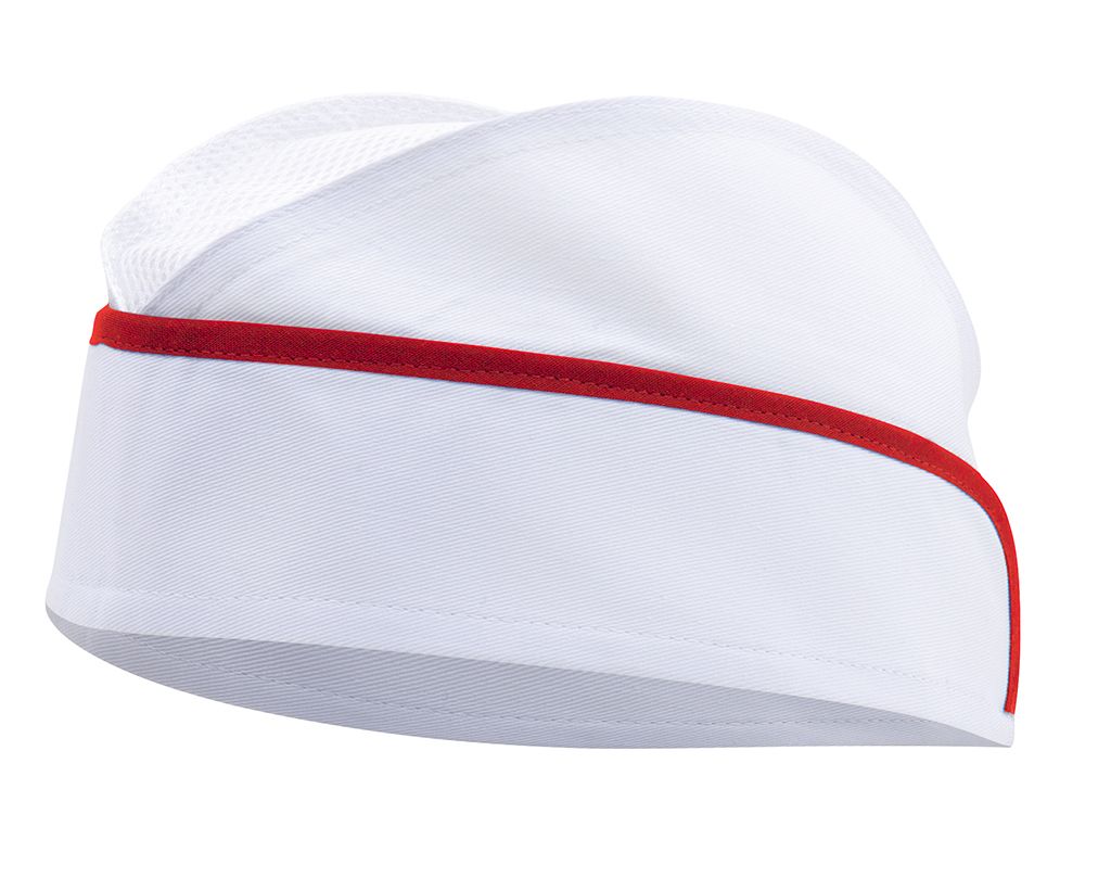 gorro de camarero blanco de papel con ribete rojo