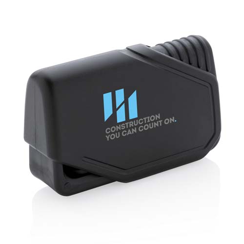 candado negro de plástico con cable enrollado y logo Construction You Can Count On