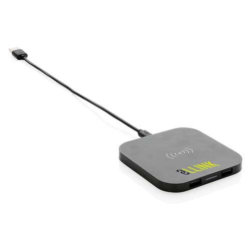 base de carga inalámbrica S-LINK con cable USB y dos puertos USB delantero