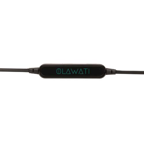 control en línea negro con el logotipo Olawati en turquesa y cables a ambos lados sobre fondo blanco