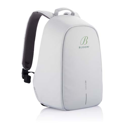 Mochila antirrobo blanca con logo Bloom y tirantes acolchados
