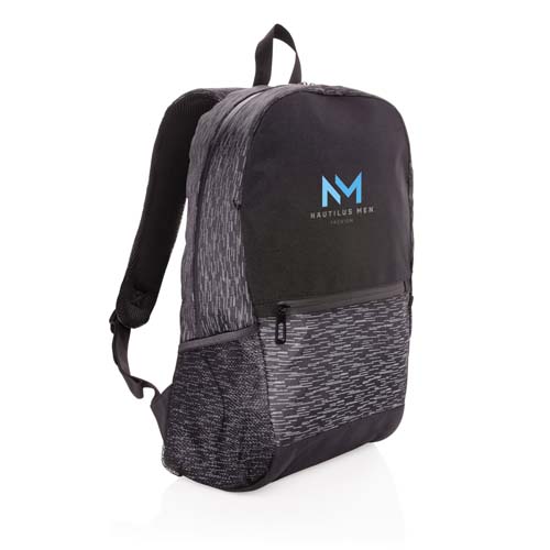 Mochila urbana negra y gris con diseño texturizado y logo azul de Nautilus Men