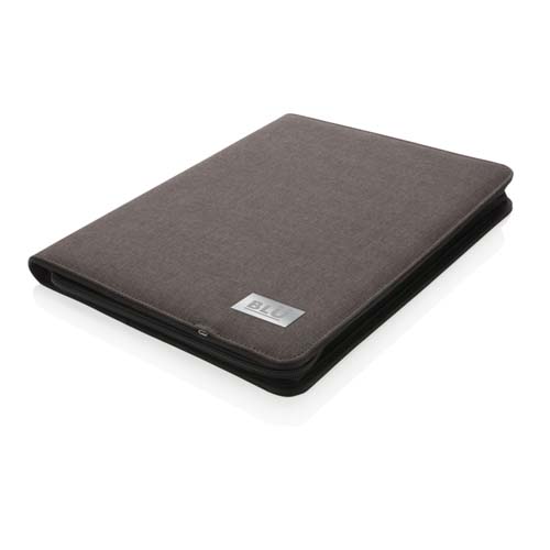 Funda de tela gris con cierre de cremallera para tablet