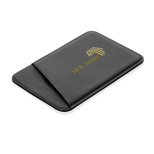 funda adhesiva negra de piel sintética para tarjetas con logo dorado Jack Junior